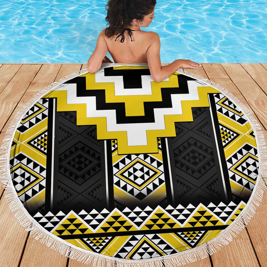 Yellow Taniko Aotearoa Beach Blanket Niho Taniwha Mix Poutama