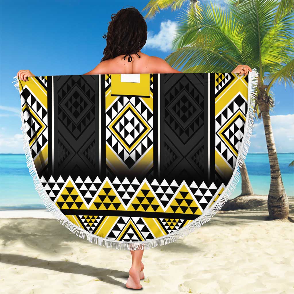 Yellow Taniko Aotearoa Beach Blanket Niho Taniwha Mix Poutama