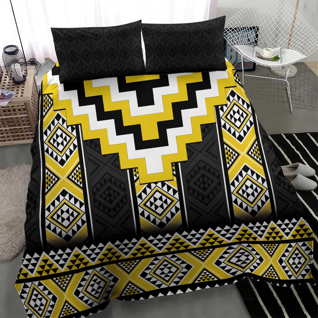 Yellow Taniko Aotearoa Bedding Set Niho Taniwha Mix Poutama