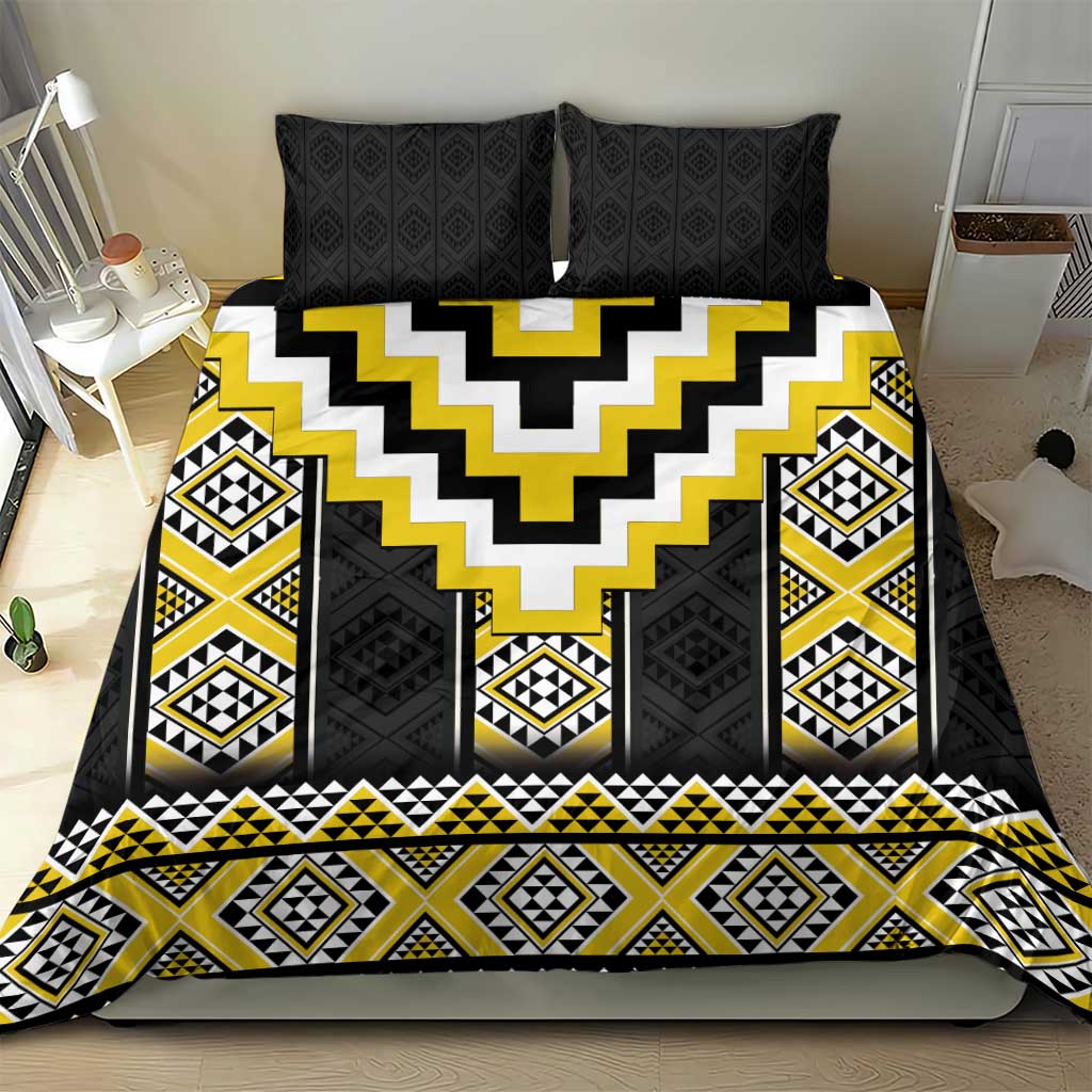 Yellow Taniko Aotearoa Bedding Set Niho Taniwha Mix Poutama