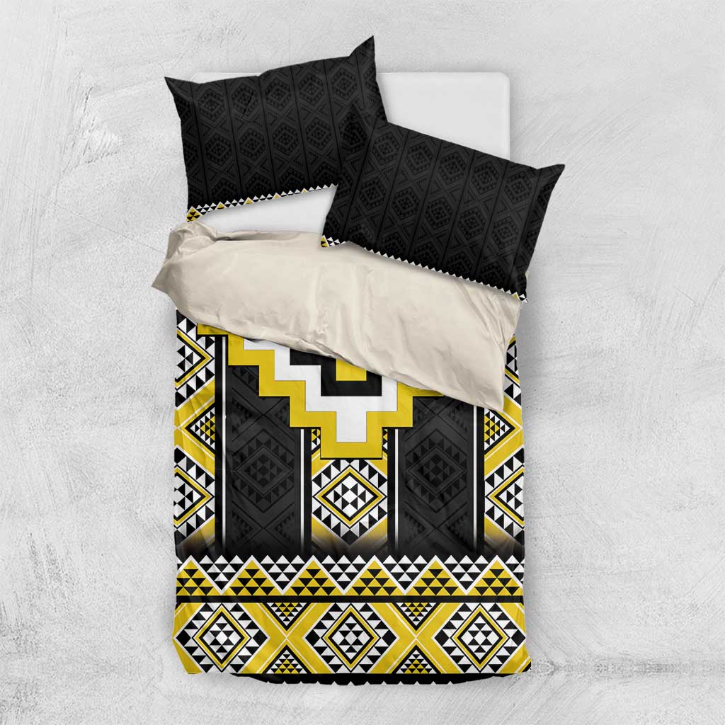 Yellow Taniko Aotearoa Bedding Set Niho Taniwha Mix Poutama