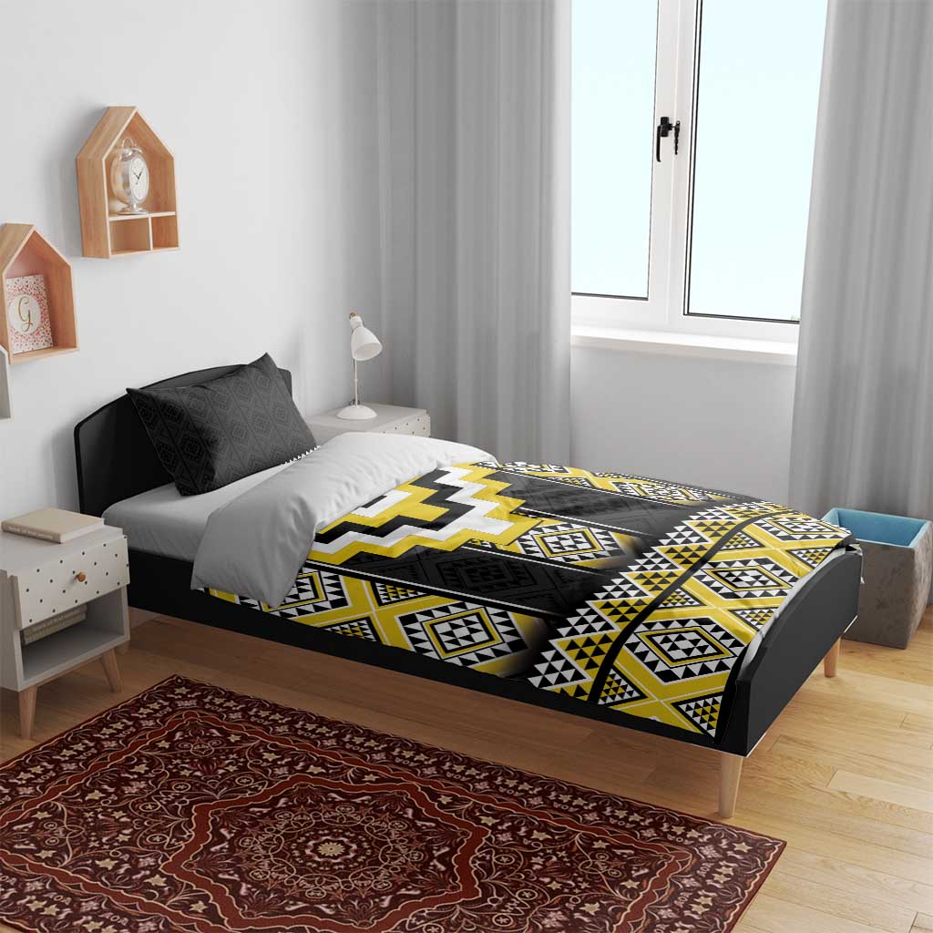 Yellow Taniko Aotearoa Bedding Set Niho Taniwha Mix Poutama