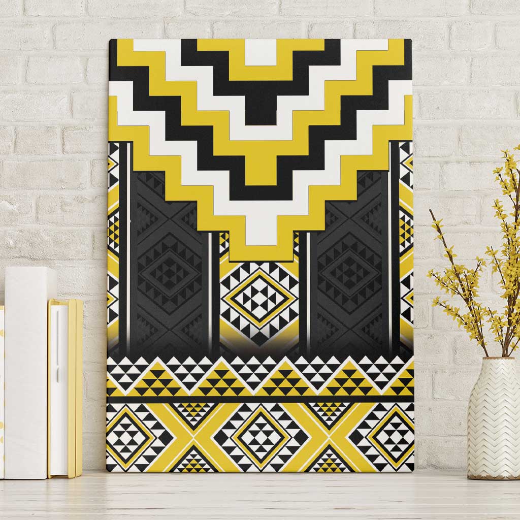 Yellow Taniko Aotearoa Canvas Wall Art Niho Taniwha Mix Poutama