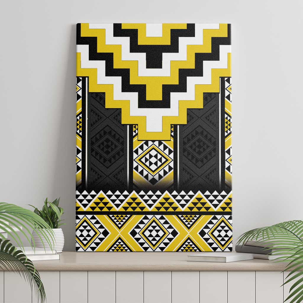 Yellow Taniko Aotearoa Canvas Wall Art Niho Taniwha Mix Poutama