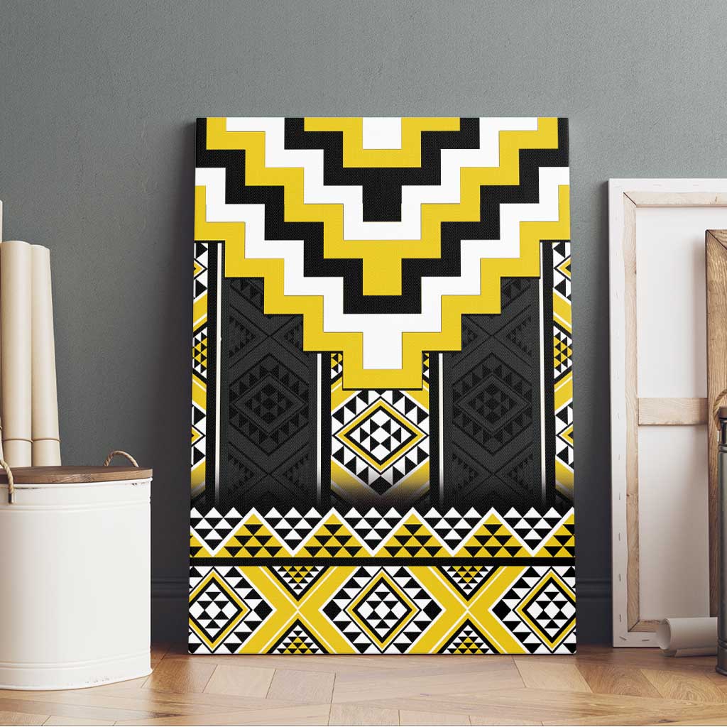 Yellow Taniko Aotearoa Canvas Wall Art Niho Taniwha Mix Poutama