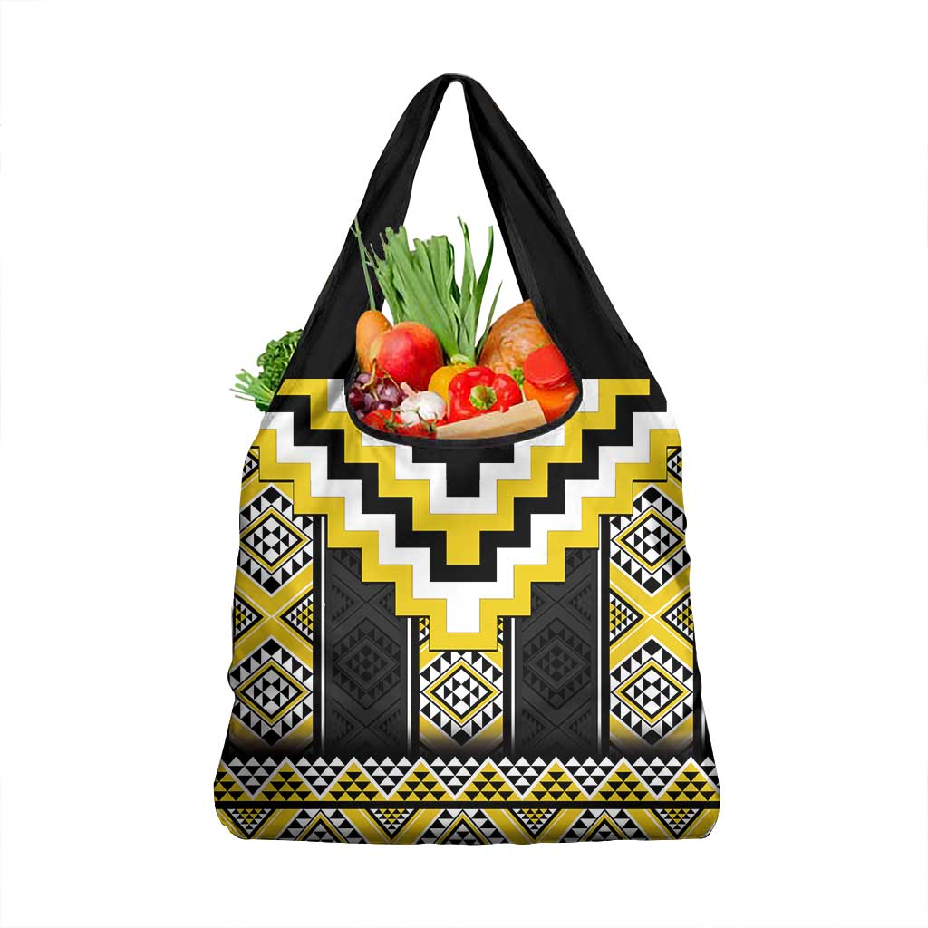 Yellow Taniko Aotearoa Grocery Bag Niho Taniwha Mix Poutama