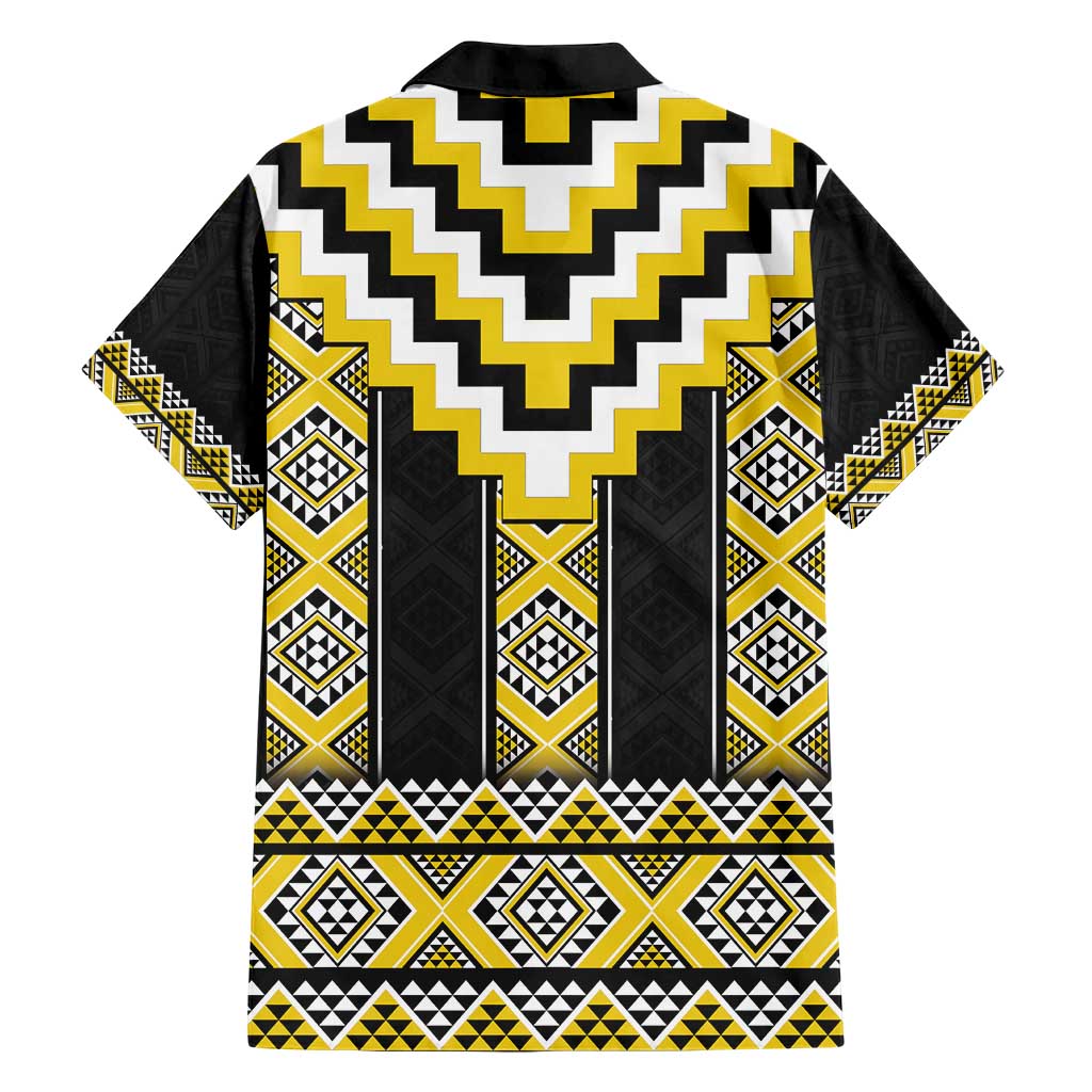 Yellow Taniko Aotearoa Hawaiian Shirt Niho Taniwha Mix Poutama