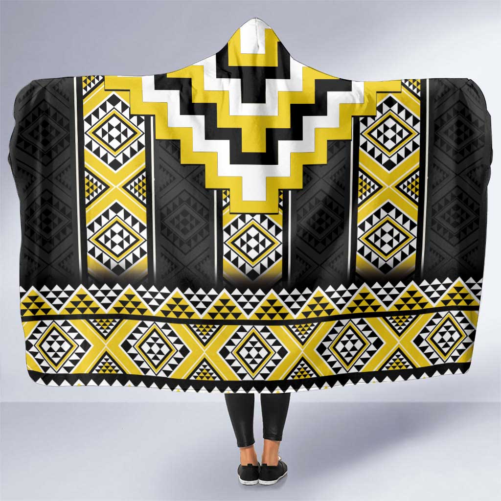 Yellow Taniko Aotearoa Hooded Blanket Niho Taniwha Mix Poutama