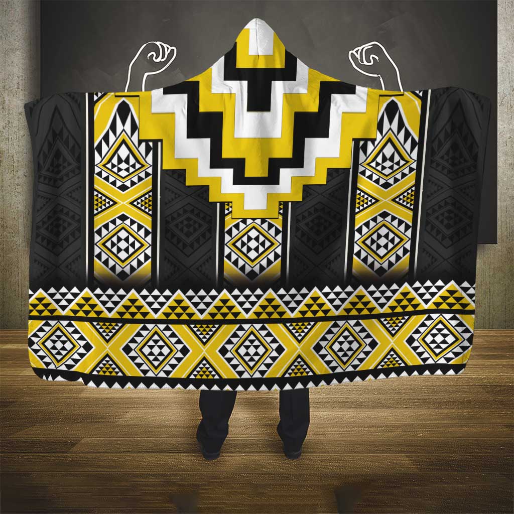 Yellow Taniko Aotearoa Hooded Blanket Niho Taniwha Mix Poutama