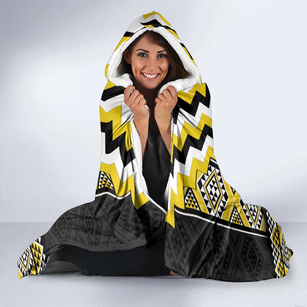 Yellow Taniko Aotearoa Hooded Blanket Niho Taniwha Mix Poutama