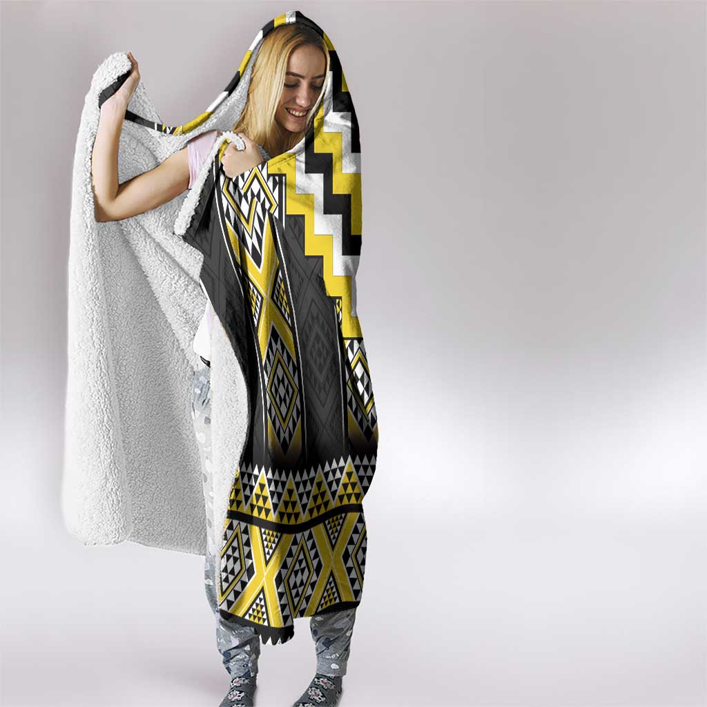 Yellow Taniko Aotearoa Hooded Blanket Niho Taniwha Mix Poutama