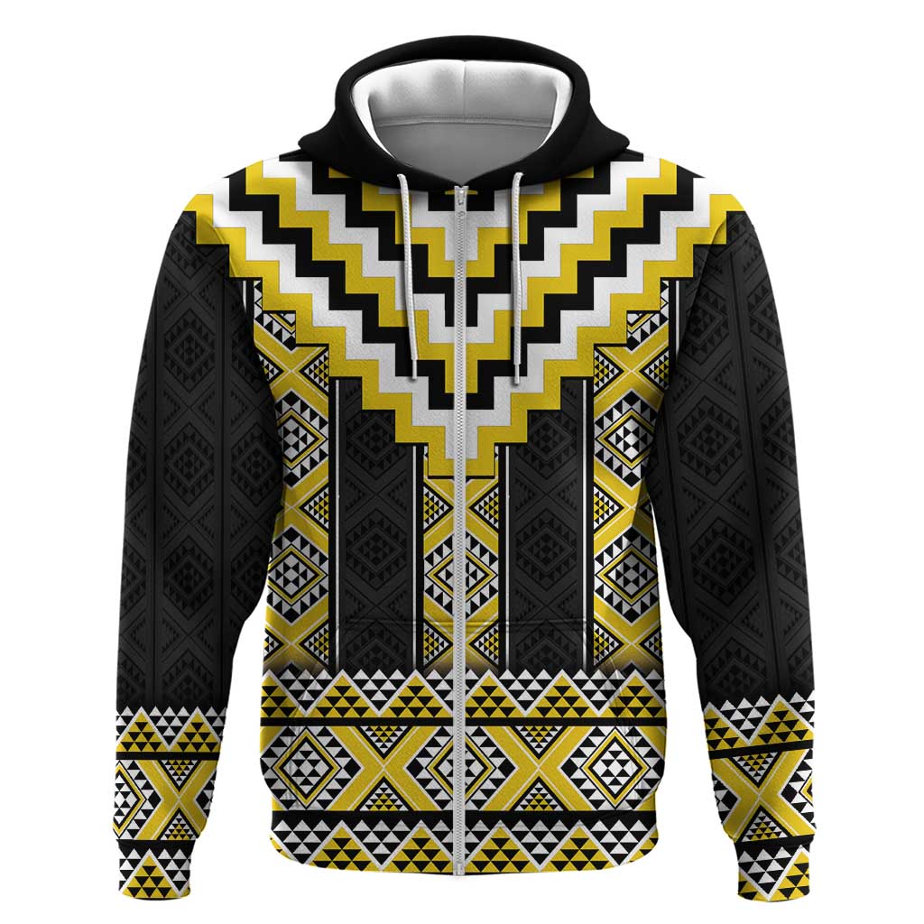 Yellow Taniko Aotearoa Hoodie Niho Taniwha Mix Poutama