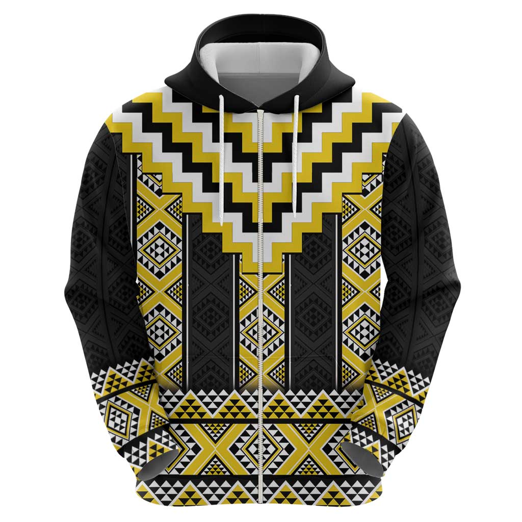 Yellow Taniko Aotearoa Hoodie Niho Taniwha Mix Poutama