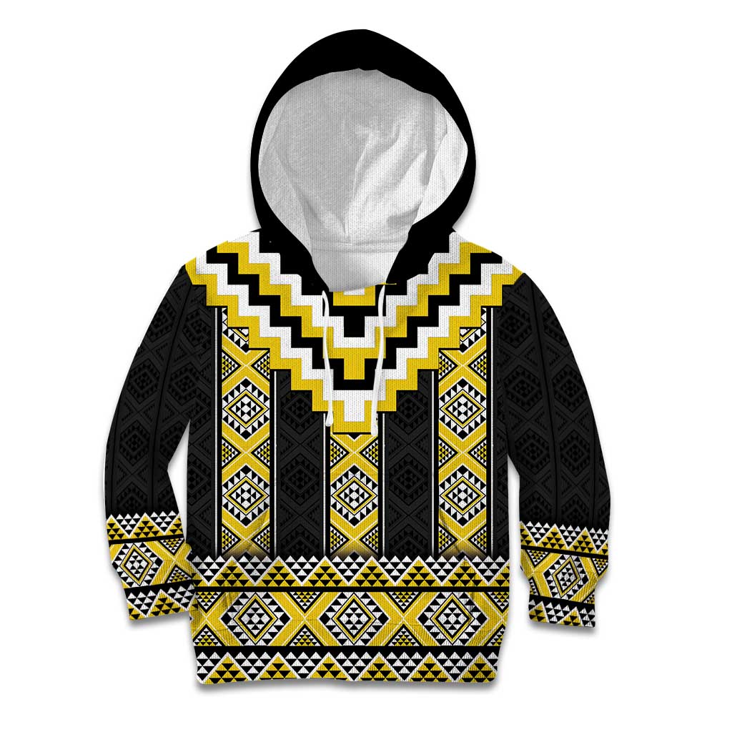 Yellow Taniko Aotearoa Kid Hoodie Niho Taniwha Mix Poutama