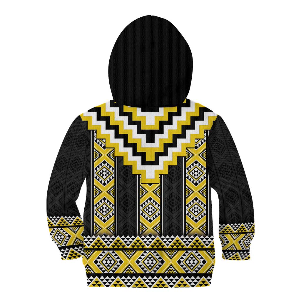 Yellow Taniko Aotearoa Kid Hoodie Niho Taniwha Mix Poutama