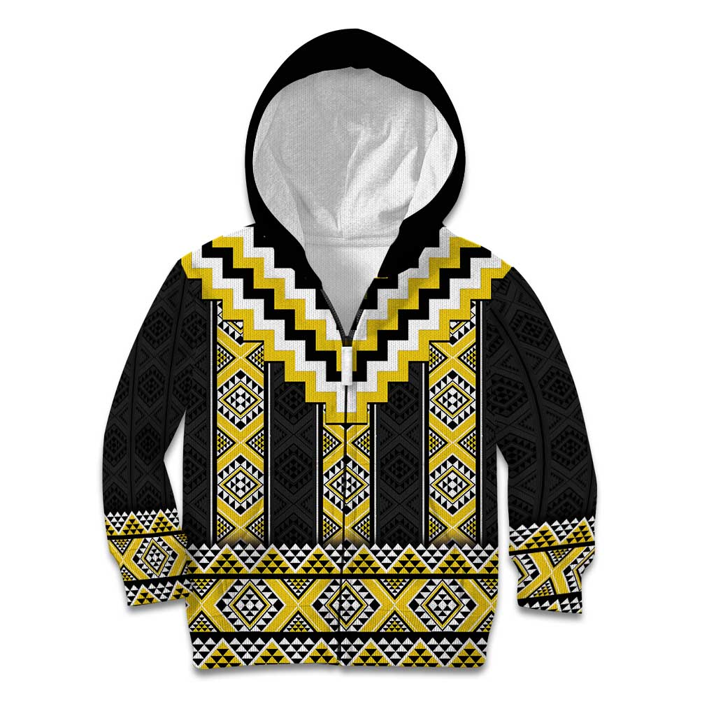 Yellow Taniko Aotearoa Kid Hoodie Niho Taniwha Mix Poutama