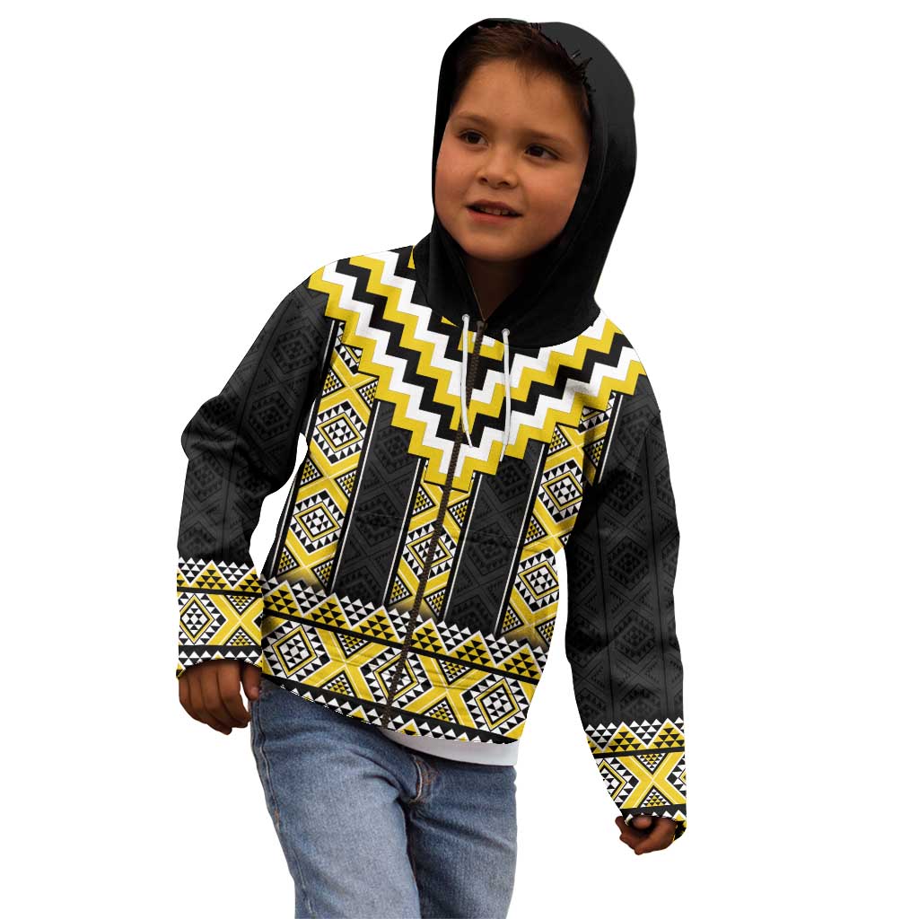 Yellow Taniko Aotearoa Kid Hoodie Niho Taniwha Mix Poutama