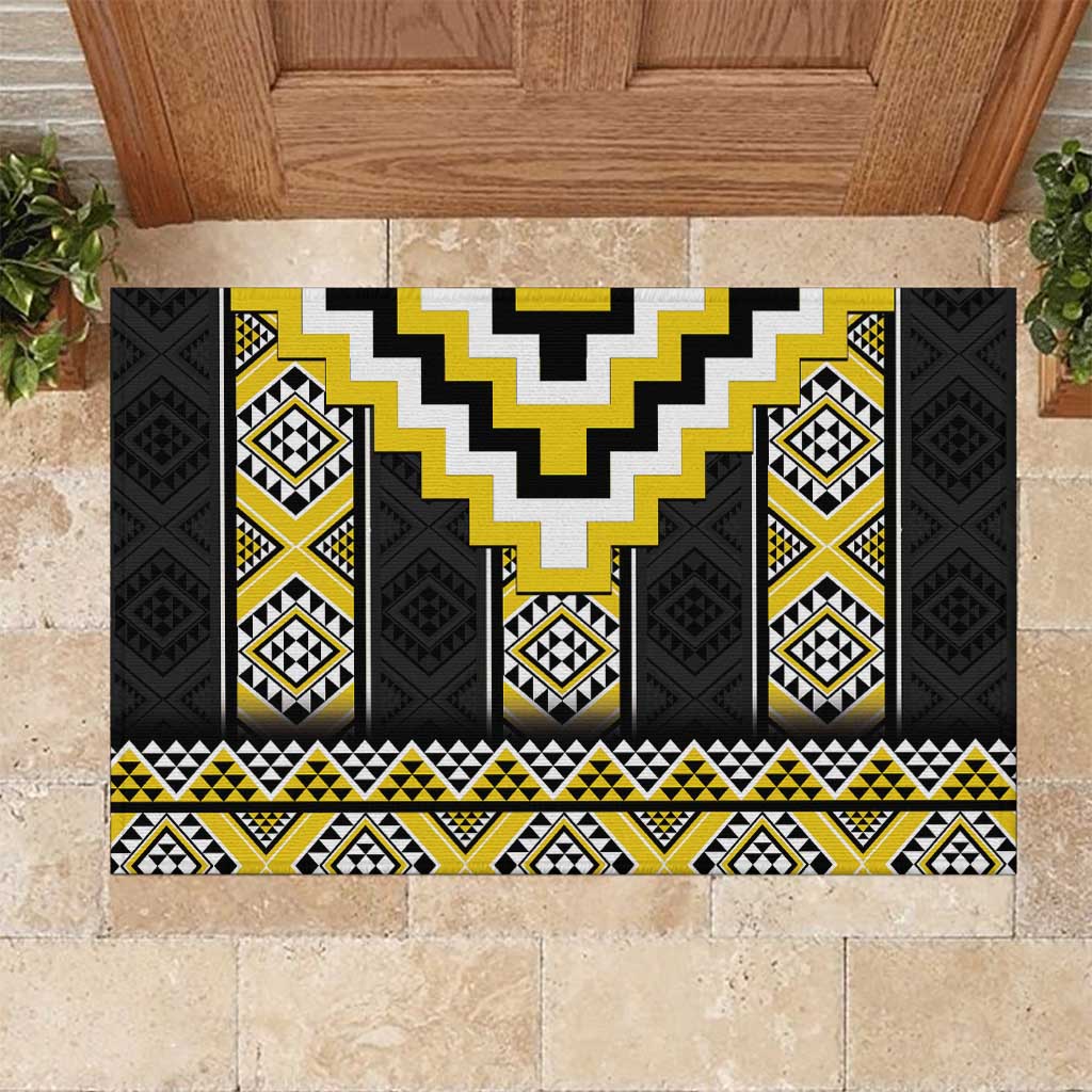 Yellow Taniko Aotearoa Rubber Doormat Niho Taniwha Mix Poutama