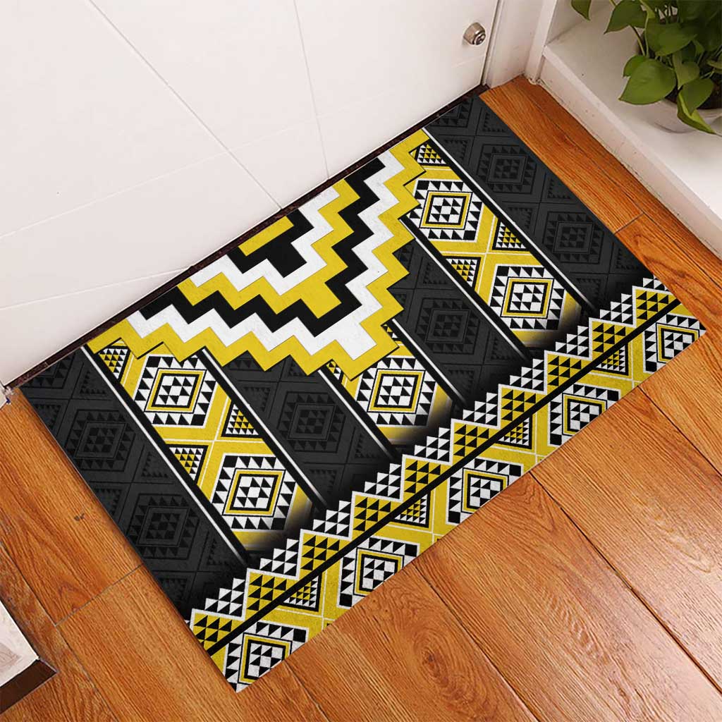 Yellow Taniko Aotearoa Rubber Doormat Niho Taniwha Mix Poutama