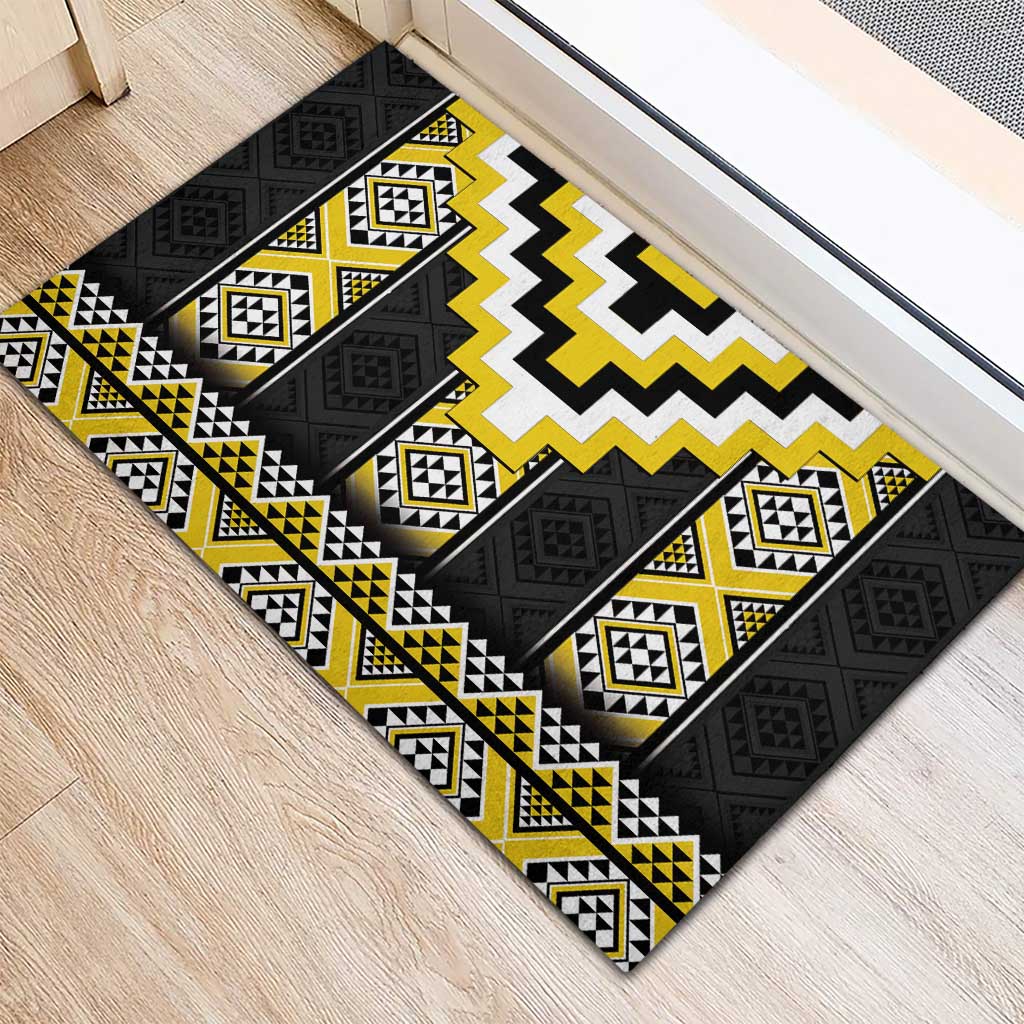 Yellow Taniko Aotearoa Rubber Doormat Niho Taniwha Mix Poutama