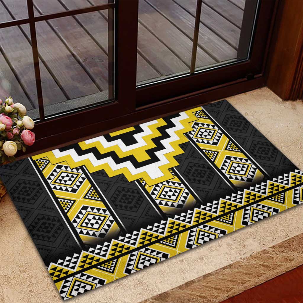 Yellow Taniko Aotearoa Rubber Doormat Niho Taniwha Mix Poutama