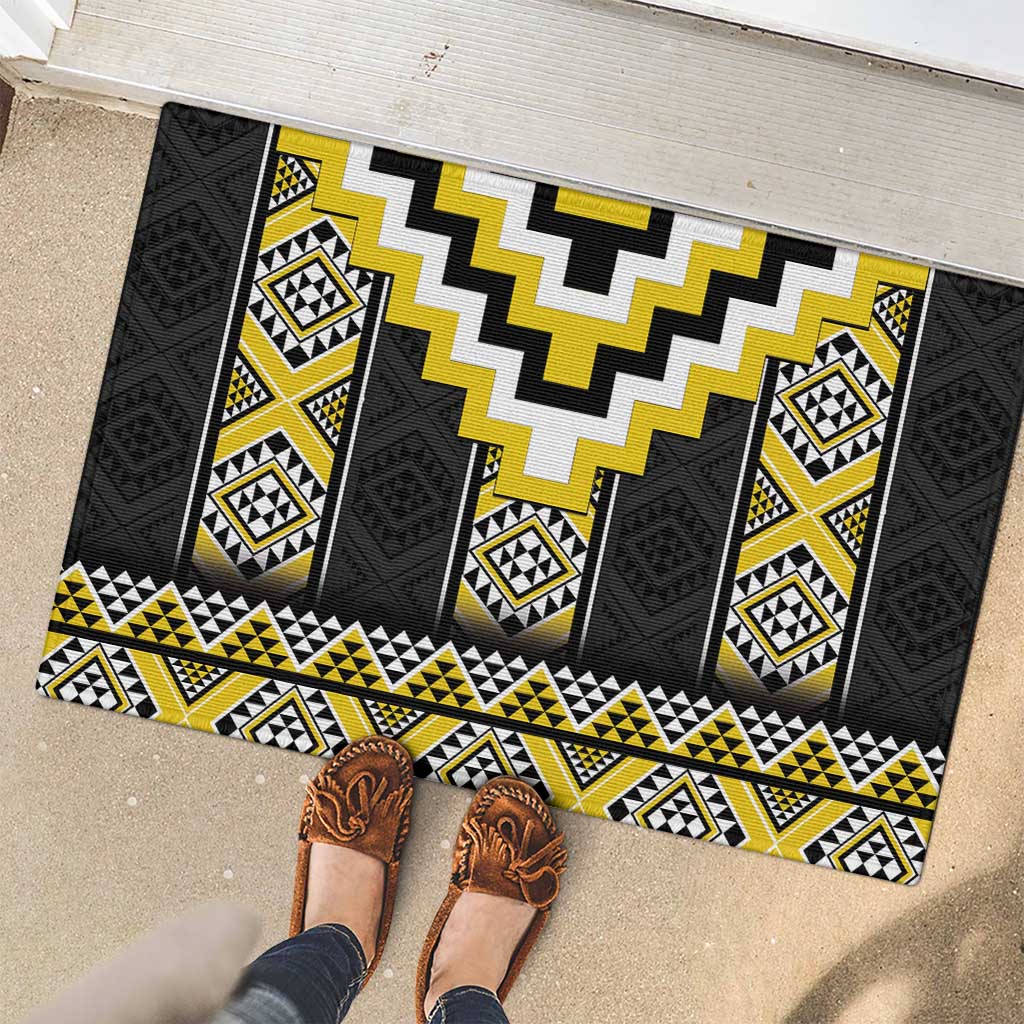 Yellow Taniko Aotearoa Rubber Doormat Niho Taniwha Mix Poutama