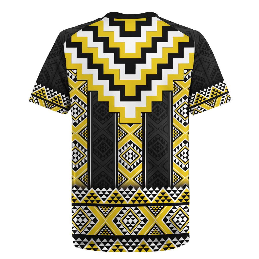 Yellow Taniko Aotearoa Rugby Jersey Niho Taniwha Mix Poutama