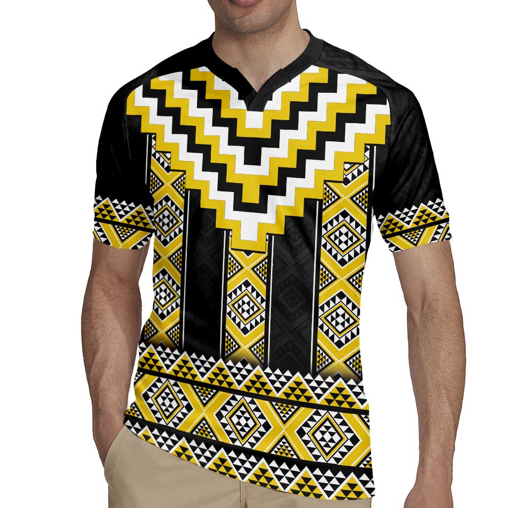 Yellow Taniko Aotearoa Rugby Jersey Niho Taniwha Mix Poutama