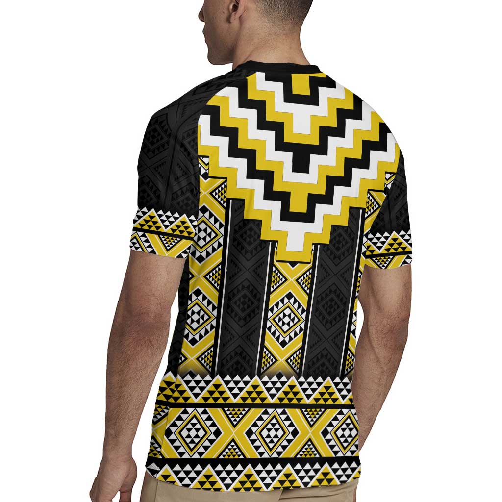 Yellow Taniko Aotearoa Rugby Jersey Niho Taniwha Mix Poutama