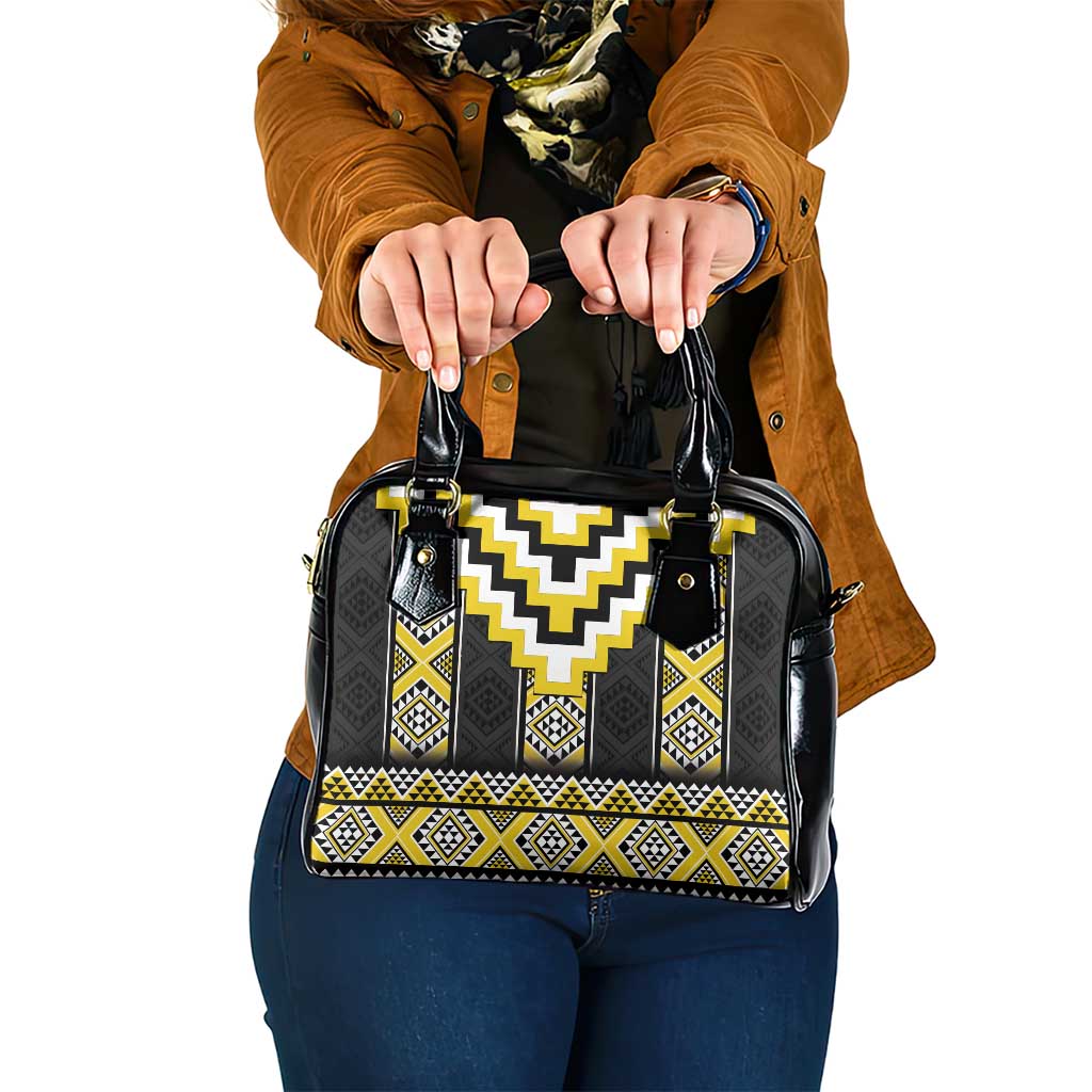 Yellow Taniko Aotearoa Shoulder Handbag Niho Taniwha Mix Poutama