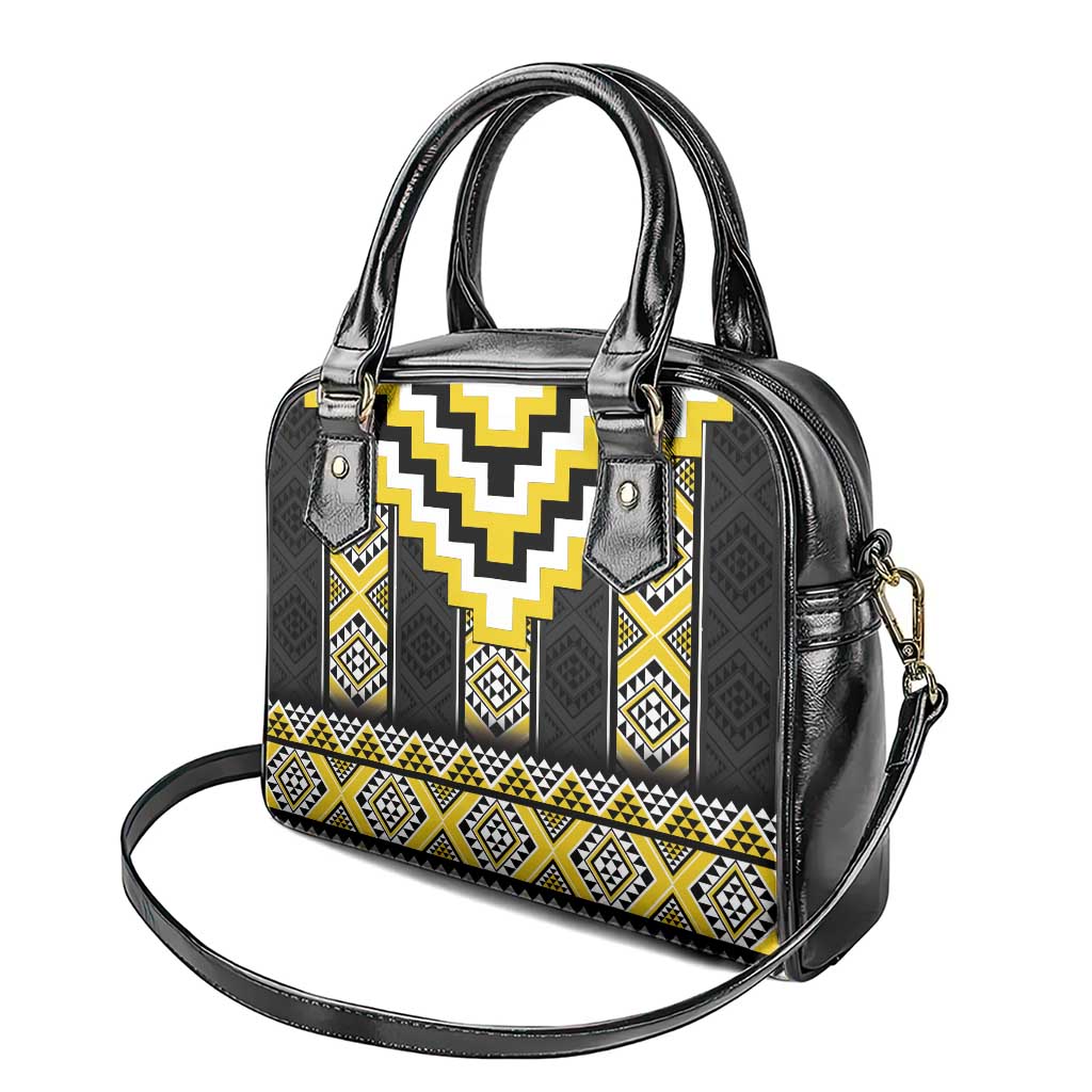 Yellow Taniko Aotearoa Shoulder Handbag Niho Taniwha Mix Poutama