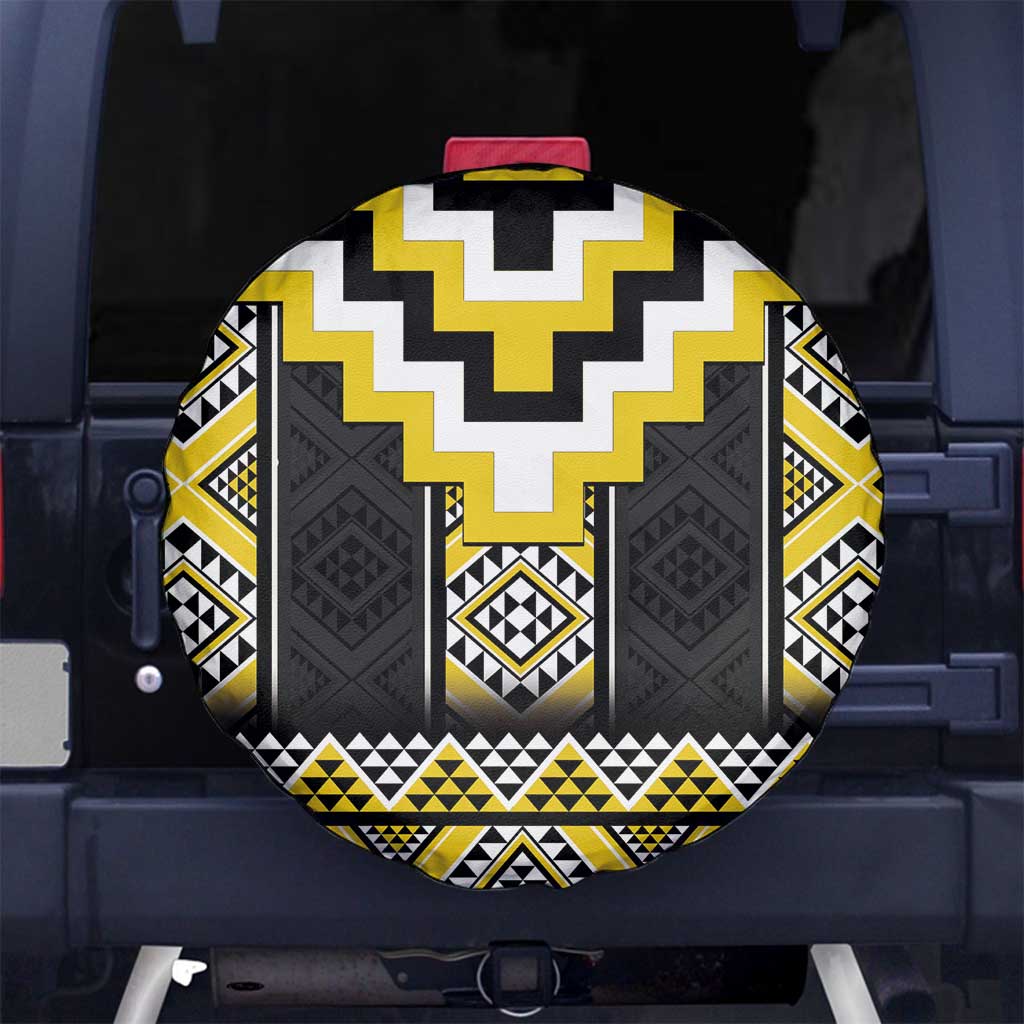 Yellow Taniko Aotearoa Spare Tire Cover Niho Taniwha Mix Poutama