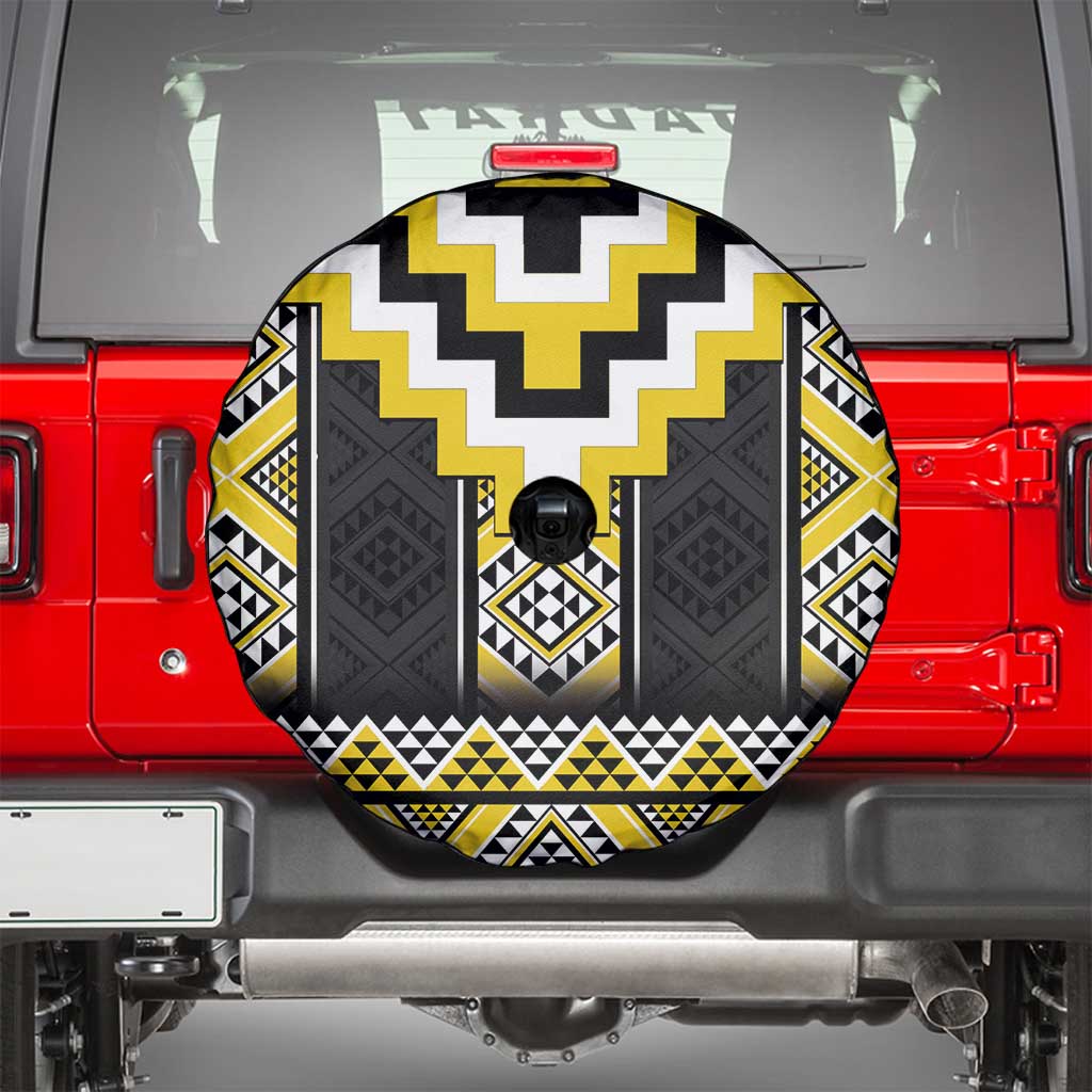 Yellow Taniko Aotearoa Spare Tire Cover Niho Taniwha Mix Poutama