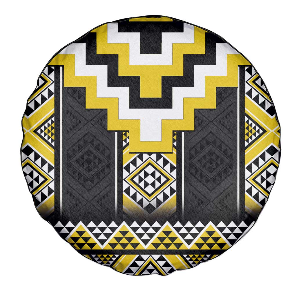 Yellow Taniko Aotearoa Spare Tire Cover Niho Taniwha Mix Poutama