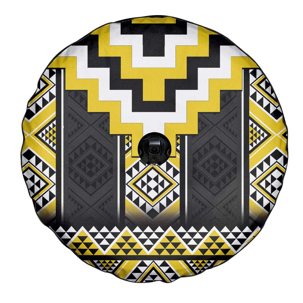 Yellow Taniko Aotearoa Spare Tire Cover Niho Taniwha Mix Poutama