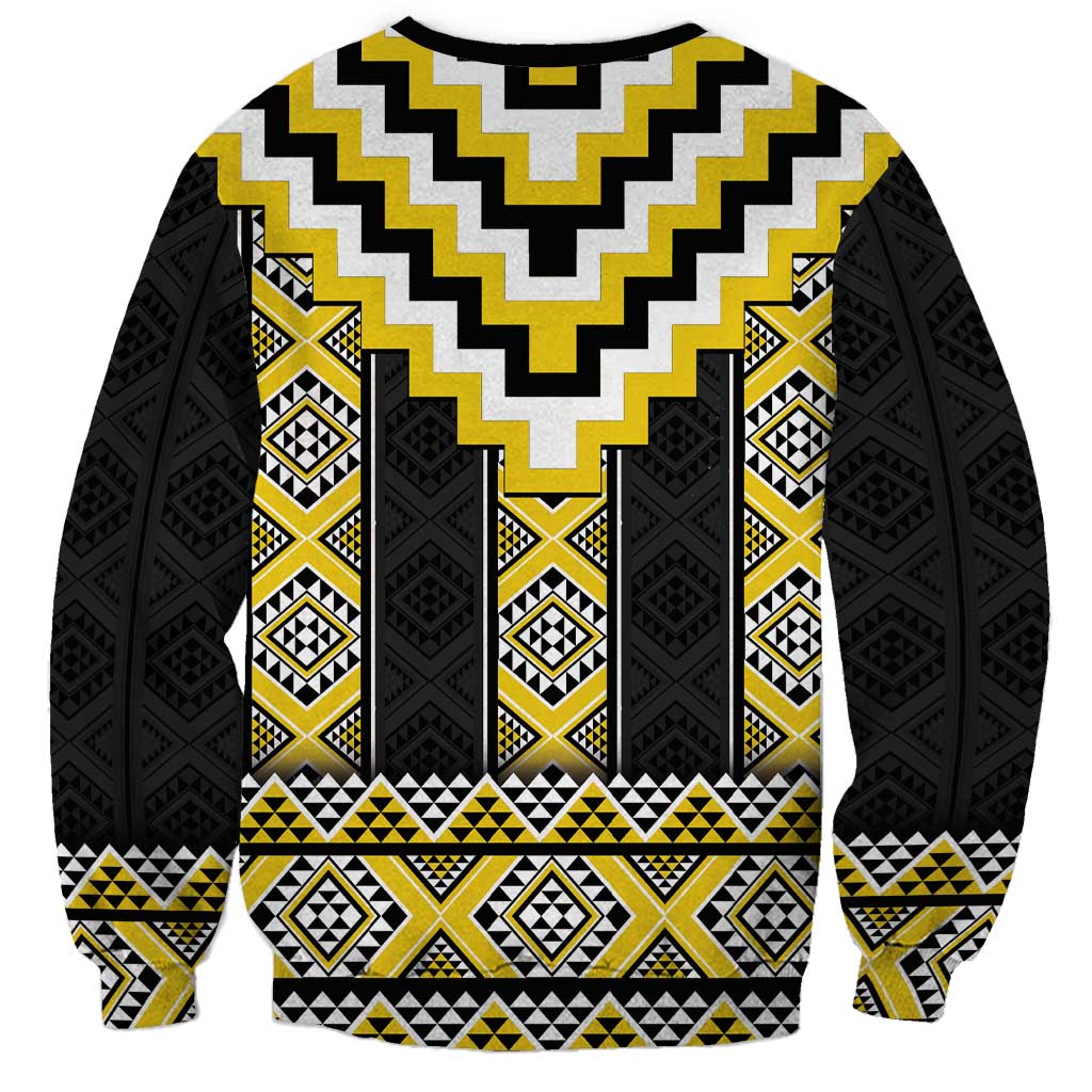 Yellow Taniko Aotearoa Sweatshirt Niho Taniwha Mix Poutama