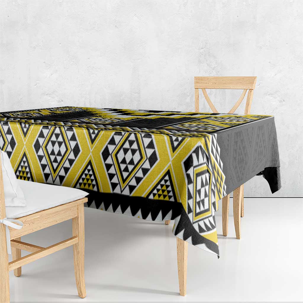 Yellow Taniko Aotearoa Tablecloth Niho Taniwha Mix Poutama