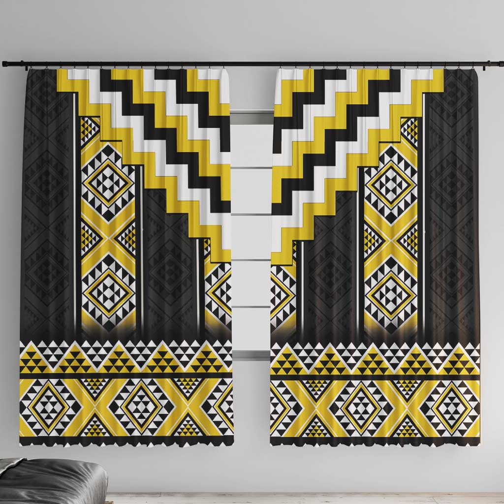 Yellow Taniko Aotearoa Window Curtain Niho Taniwha Mix Poutama