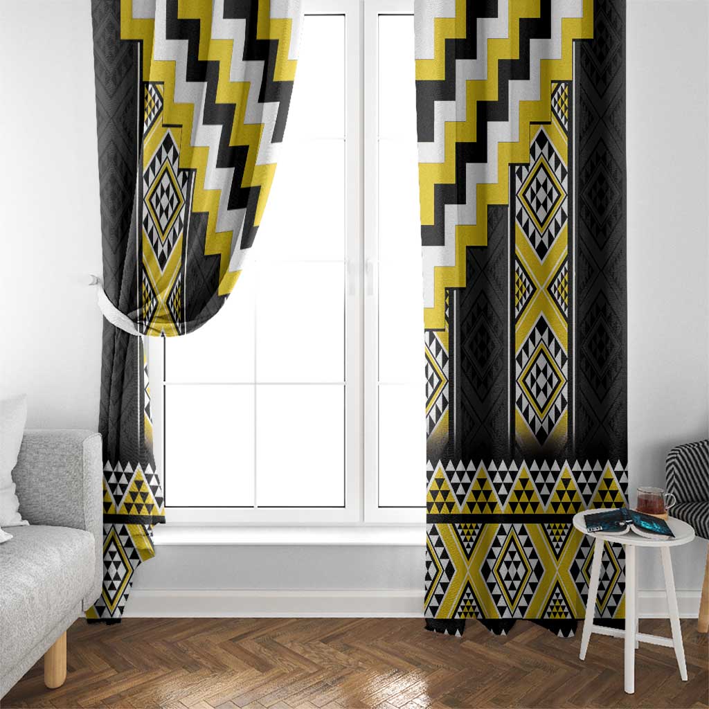 Yellow Taniko Aotearoa Window Curtain Niho Taniwha Mix Poutama