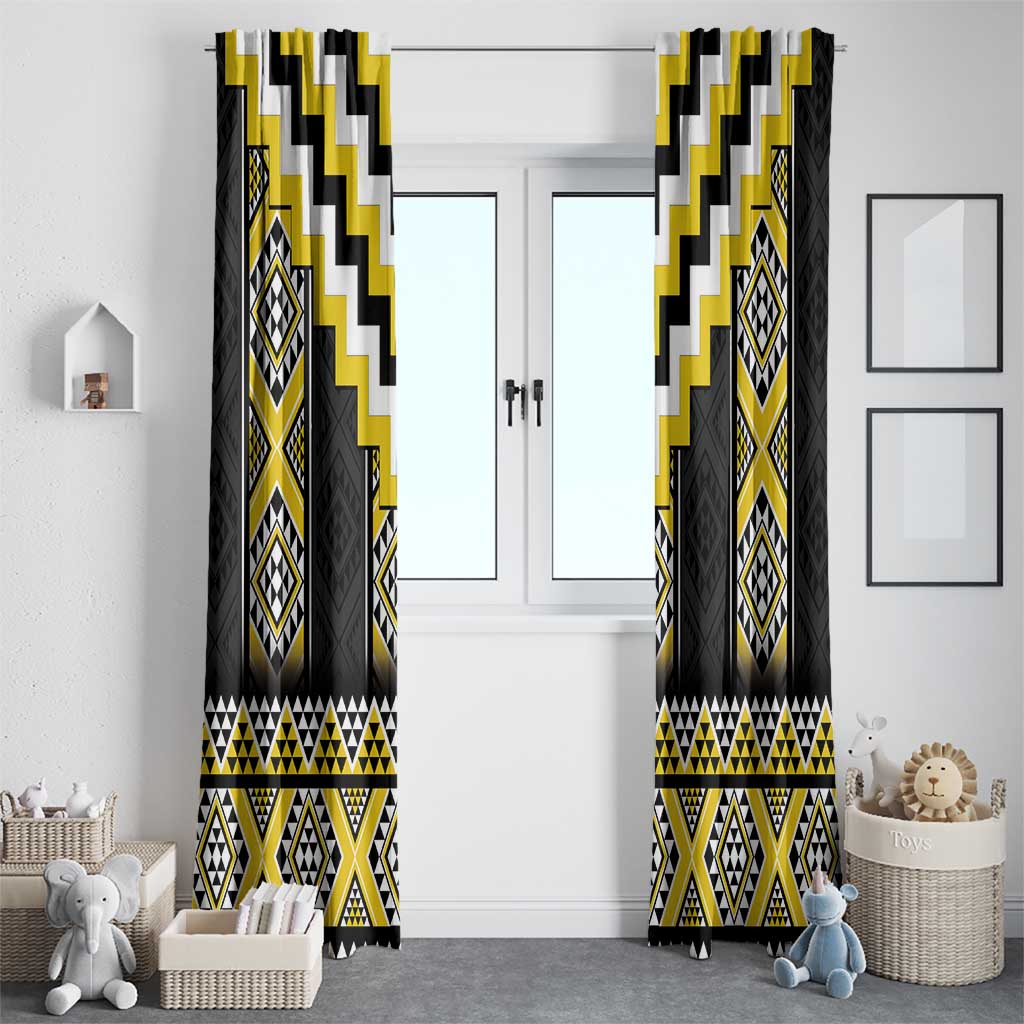 Yellow Taniko Aotearoa Window Curtain Niho Taniwha Mix Poutama