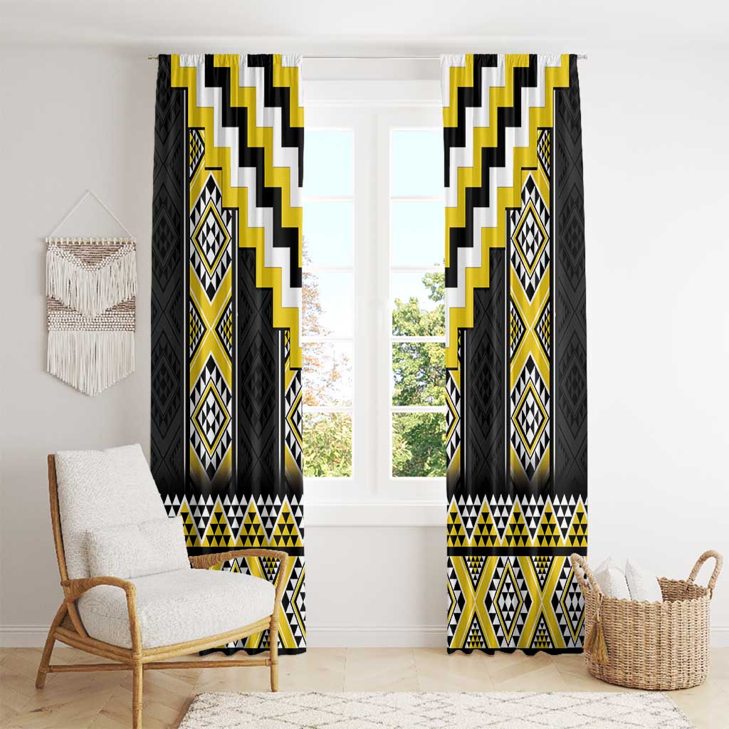 Yellow Taniko Aotearoa Window Curtain Niho Taniwha Mix Poutama