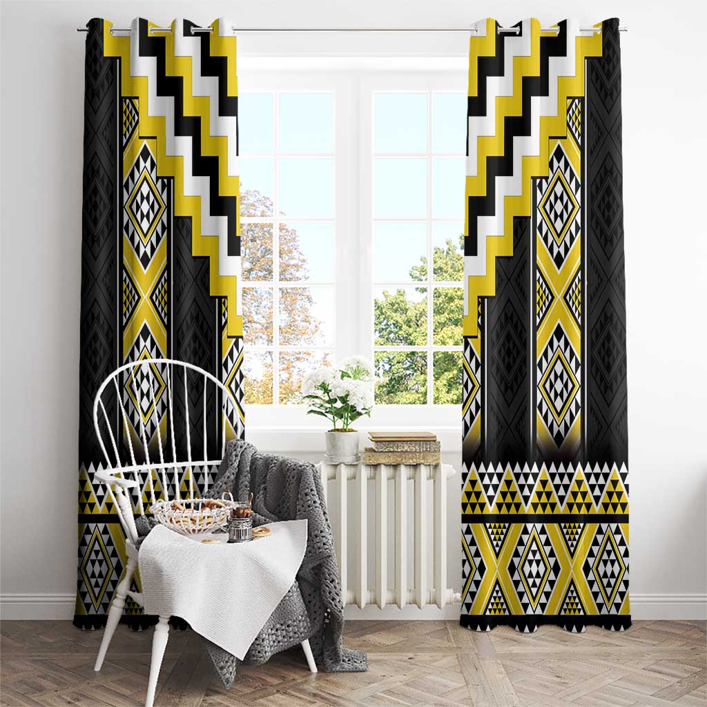 Yellow Taniko Aotearoa Window Curtain Niho Taniwha Mix Poutama