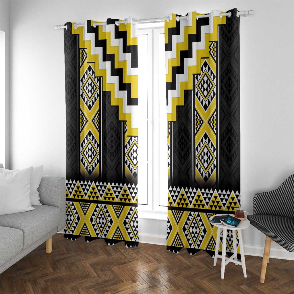 Yellow Taniko Aotearoa Window Curtain Niho Taniwha Mix Poutama