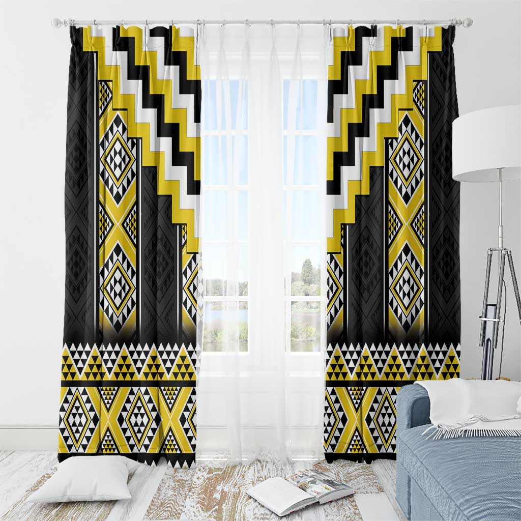 Yellow Taniko Aotearoa Window Curtain Niho Taniwha Mix Poutama