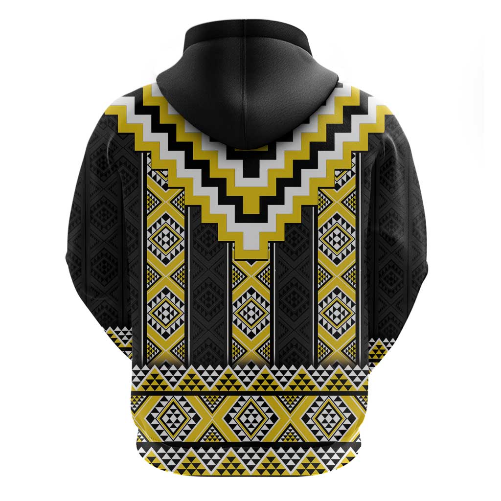 Yellow Taniko Aotearoa Zip Hoodie Niho Taniwha Mix Poutama