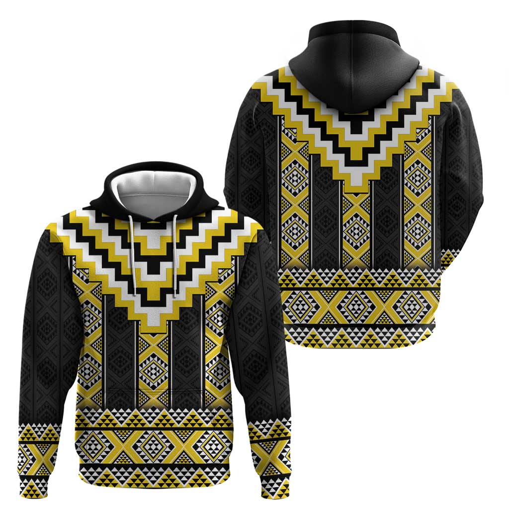 Yellow Taniko Aotearoa Zip Hoodie Niho Taniwha Mix Poutama