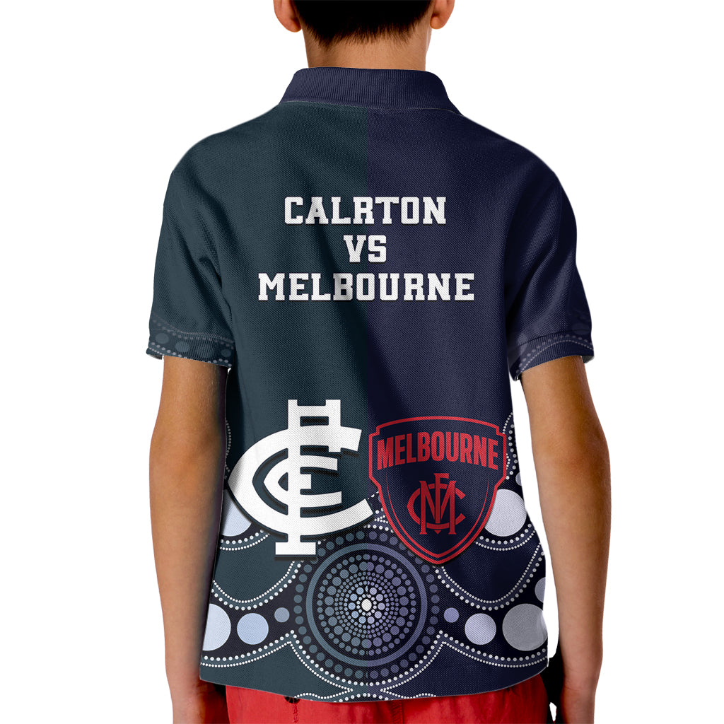 Demons And Blues Football Kid Polo Shirt Melbourne And Calrton Mascots Aboriginal Art