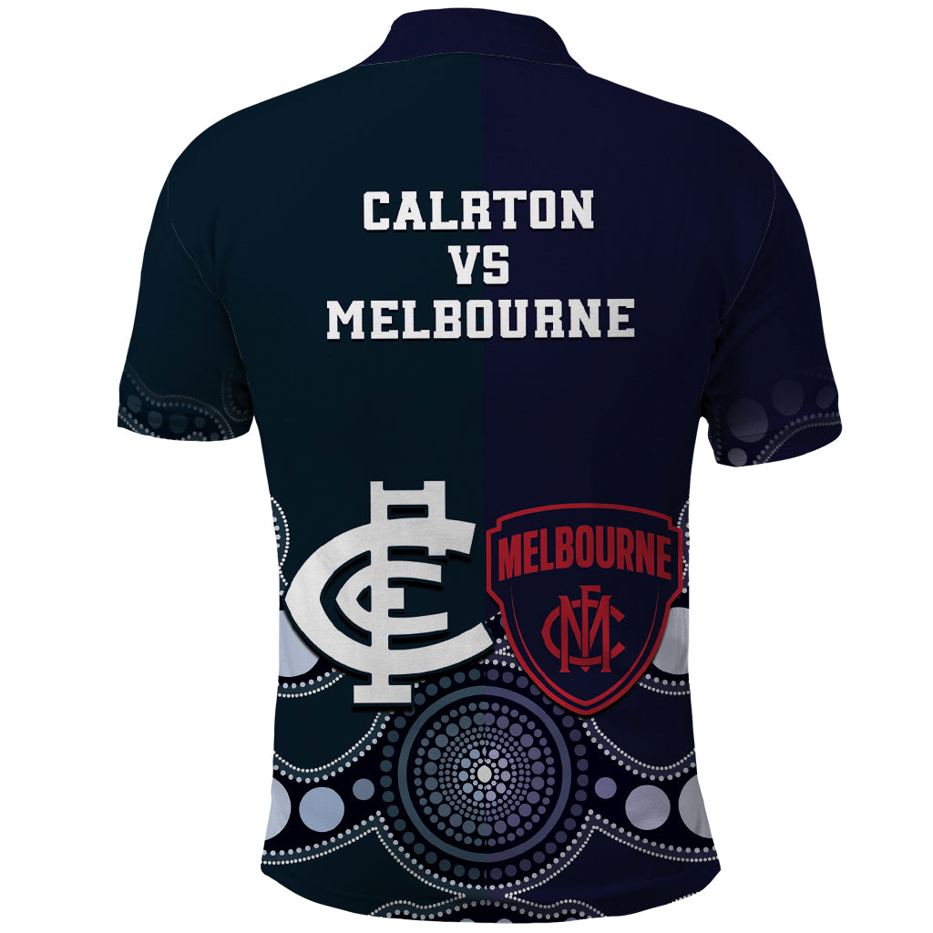 Demons And Blues Football Polo Shirt Melbourne And Calrton Mascots Aboriginal Art