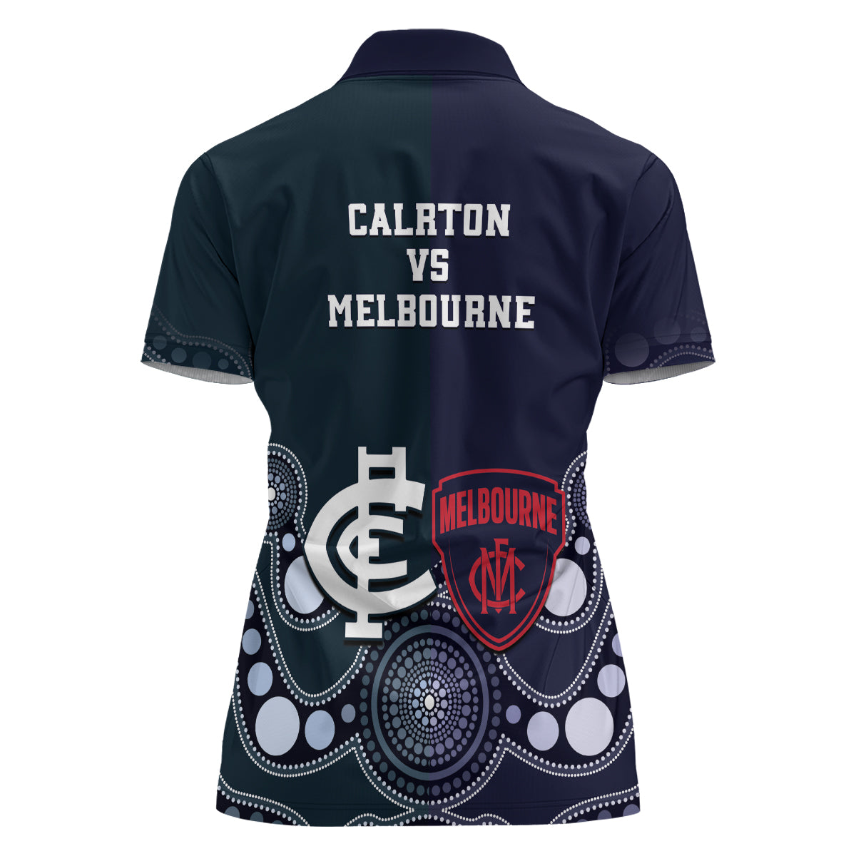 Demons And Blues Football Women Polo Shirt Melbourne And Calrton Mascots Aboriginal Art