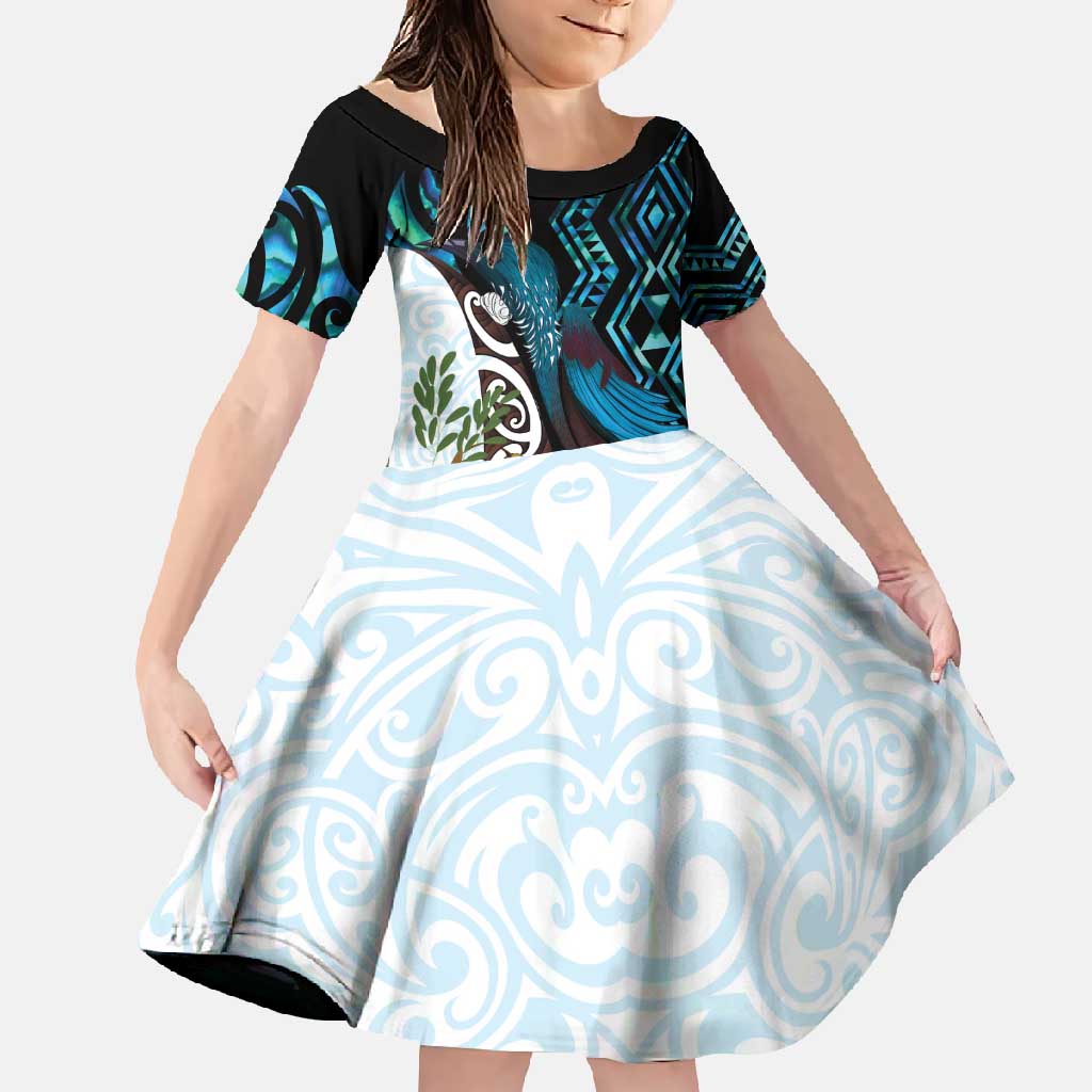 New Zealand Silver Fern Tui Bird Family Matching Tank Maxi Dress and Hawaiian Shirt Maori Kowhai Paua Shell Taniko Motifs